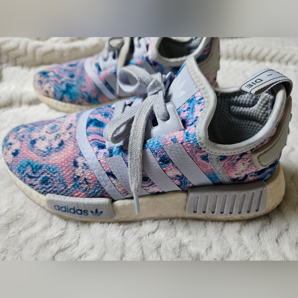 Adidas Blue Pink Marble Art Sneakers - Picture 6 of 12